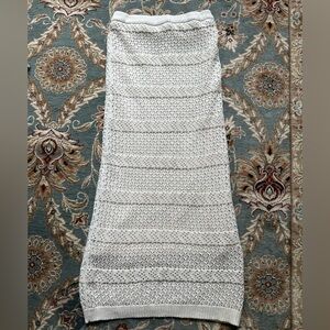 White Ribbed Maxi Pencil Skirt for Cocktail